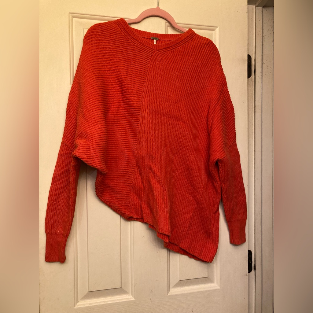 Free People Brand, Size Small, Orange Eclectic Sweater, 96% Cotton, Warm